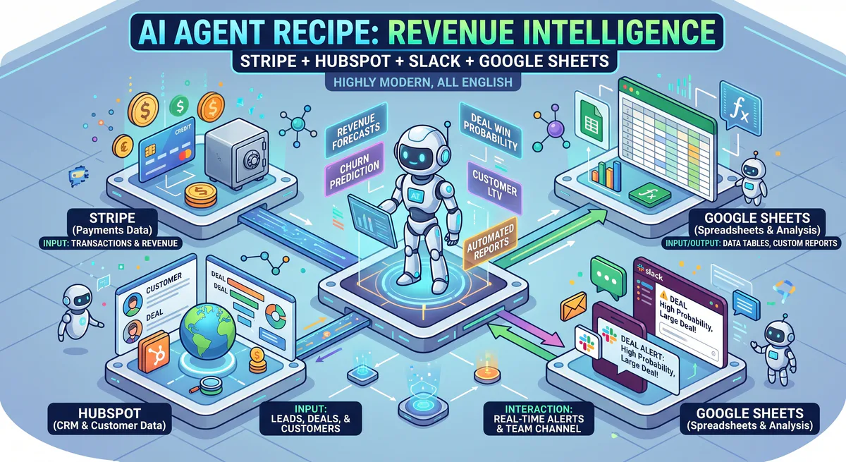 AI Agent Recipe: Revenue Intelligence — Stripe + HubSpot + Slack + Google Sheets