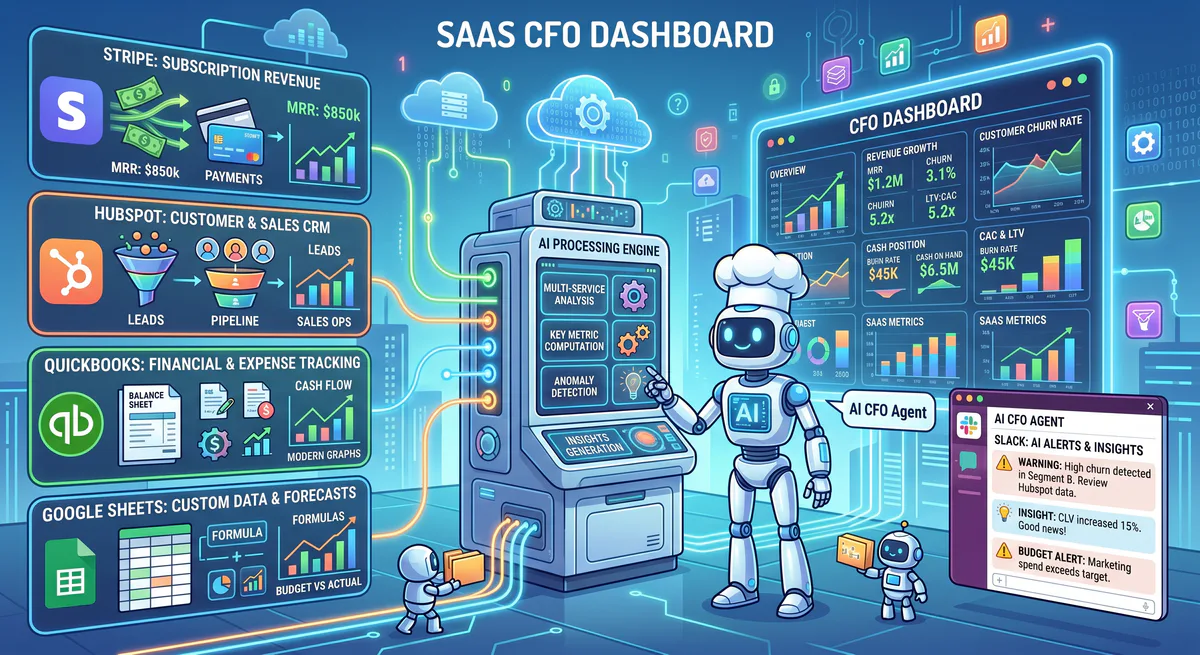 AI Agent Recipe: The SaaS CFO Dashboard — Stripe, HubSpot, Google Sheets, Slack, and QuickBooks