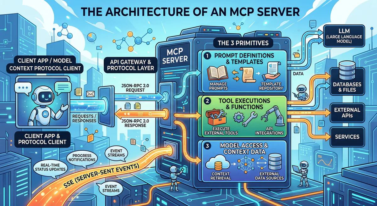 The Architecture of MCP Servers: JSON-RPC 2.0, Transport Layers, and the 3 Core Primitives