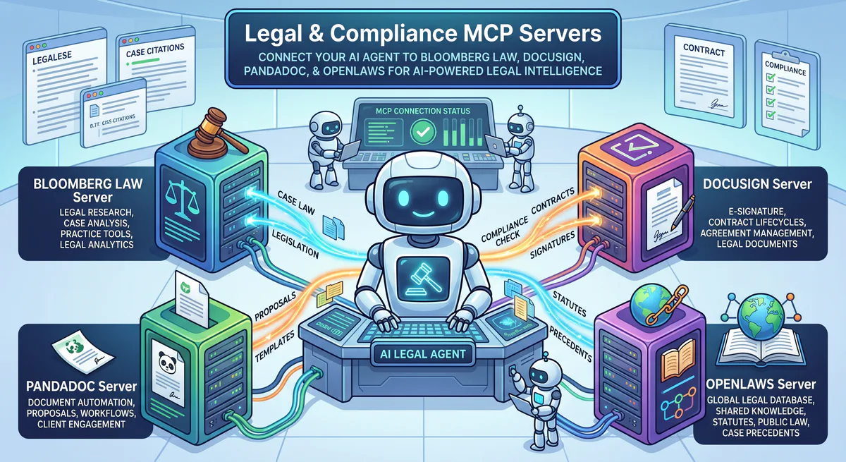 Legal & Compliance MCP Servers: Bloomberg Law, DocuSign, PandaDoc, and OpenLaws for AI-Powered Legal Intelligence