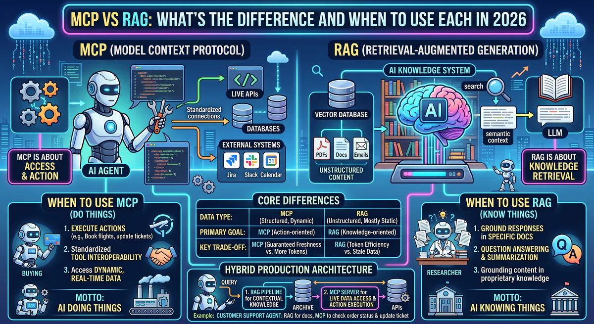 MCP vs RAG: What's the Difference and When to Use Each in 2026