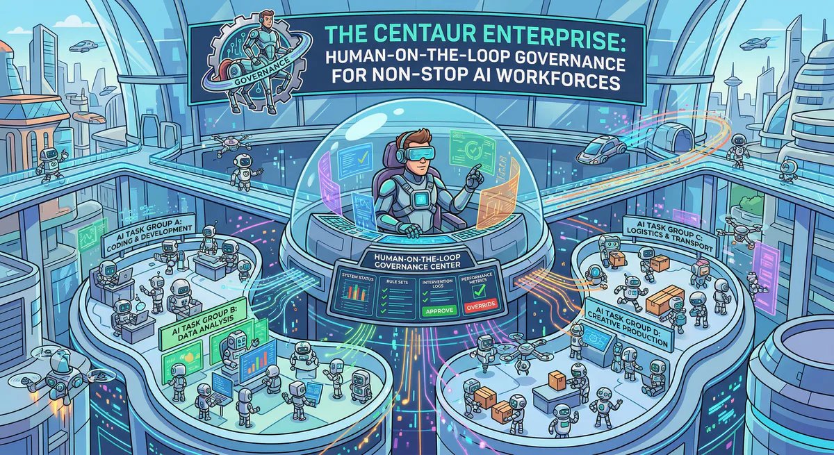 The Centaur Enterprise: Human-on-the-Loop Governance for Non-Stop AI Workforces